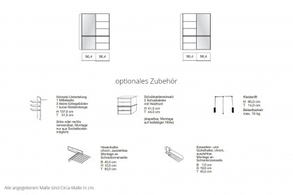 Sorrent von Musterring - Kleiderschrank ca. 200 cm breit Eiche - Spiegel