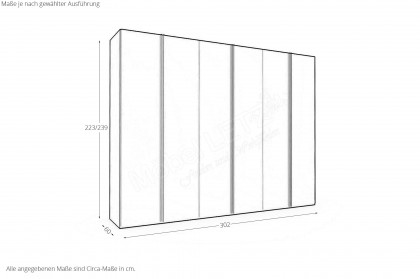 Antivo von Musterring - 6-türiger Kleiderschrank Lack biancoweiß ca. 300 cm breit