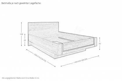 Sorrent von Musterring - Schlafzimmer Eiche - Bettgröße änderbar