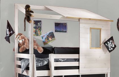 Spielbett von Infanskids - halbhohes Bett weiß - laugenfarbig