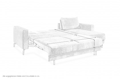 Florida von Nehl - Schlafsofa mit Longchair silber