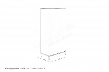 Lovely Aliv von YUNY by Paidi - Kleiderschrank schmal 2-türig off-white/ Nuss