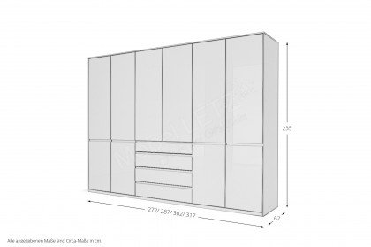 Kara-Frame-S von Musterring - Kleiderschrank wollweiß mit 4 Schubkästen