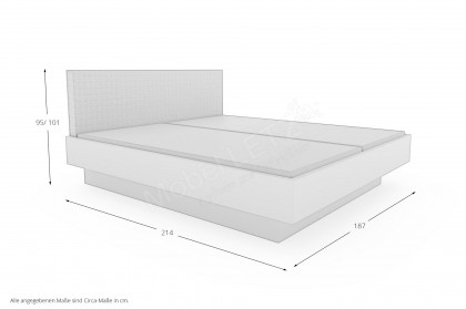 Kara-Frame-S von Musterring - Bett mit Sockel & Polsterkopfteil wollweiß/ creme