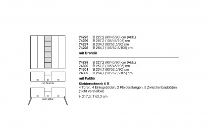 Kara-Frame-S von Musterring - Kleiderschrank wollweiß mit Zwischenregal