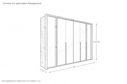 Sala 2.0 von Musterring - Dreh-Falttürenschrank Eiche - Weißglas