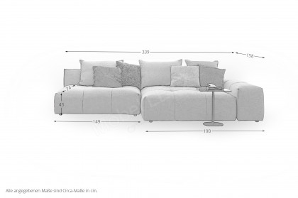 Palace-LE24 von designwerk - Eckgarnitur rechts silver