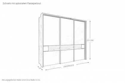 Sala 2.0 von Musterring - Schwebetürenschrank Weißglas - Bianco-Eiche