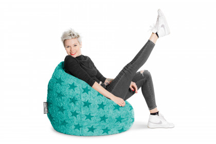 BeanBag Fluffy Stars von Magma Heimtex - Sitzsack Sterne türkis XL