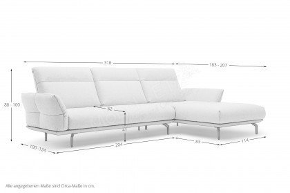 CR.460 von creation by Rolf Benz - Ecksofa rechts platingrau
