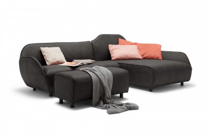 CR.480 von creation by Rolf Benz - Ledersofa rechts schwarzgrau