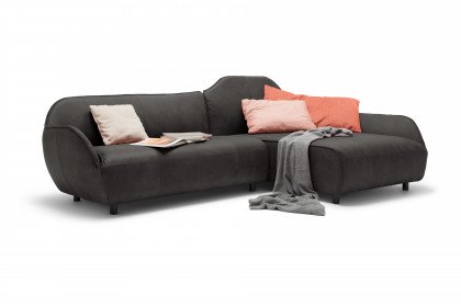 CR.480 von creation by Rolf Benz - Ledersofa rechts schwarzgrau