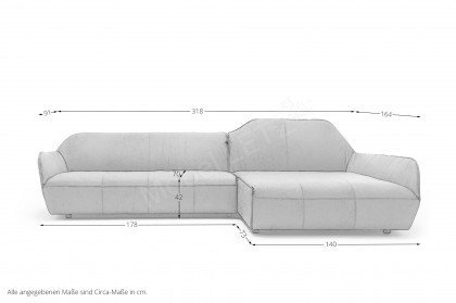 CR.480 von creation by Rolf Benz - Ledersofa rechts schwarzgrau
