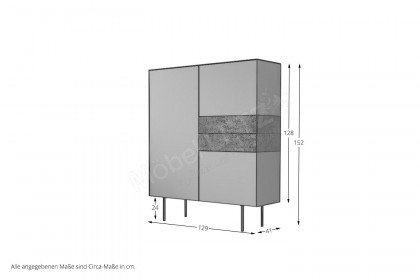 Ducale von MADíA CRAFT - Highboard anthracite/ Glas kupfer