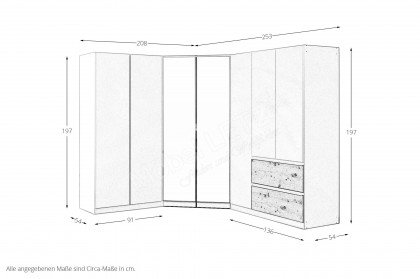 Costa von Rauch Blue - Eckschrank-Kombi weiß - Artisan-Eiche