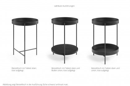 CT100 von Musterring - Beistelltisch mit Tablett und Boden Wildeiche/ Metall anthrazit
