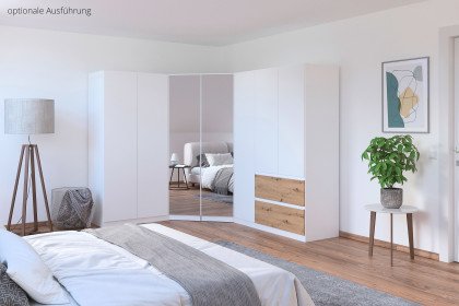 Costa von Rauch Blue - Eckschrank grau-metallic mit Schubladen