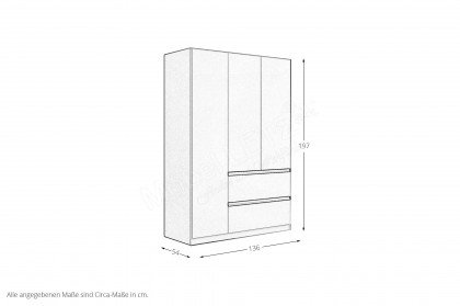Costa von Rauch Blue - Kleiderschrank 3T2S Artisan-Eiche