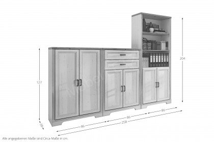 Jasmin von Innostyle - Aktenschrank-Set 3-teilig, Pinie hell