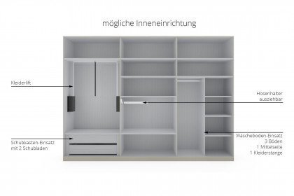 Denver von Wiemann - Kleiderschrank graphit mit Lamellen Eiche bianco