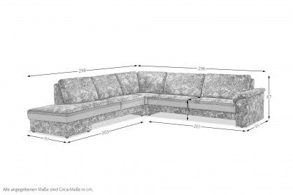 Bologna von Schröno - Ecksofa rechts lila gemustert