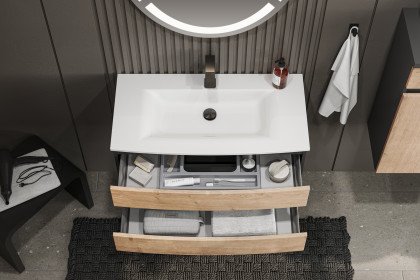 Vora von puris - Badezimmer in Cosmos Grey/ Eiche natur