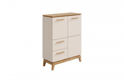 Stiene von Paidi - Highboard ca. 123 cm hoch cashmere-beige - Eiche massiv