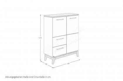 Stiene von Paidi - Highboard ca. 123 cm hoch cashmere-beige - Eiche massiv