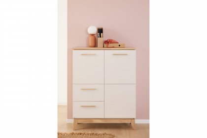 Stiene von Paidi - Highboard ca. 123 cm hoch cashmere-beige - Eiche massiv
