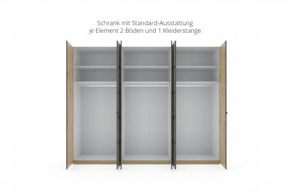 Quito von Wiemann - Kleiderschrank Eiche - Glas champagner