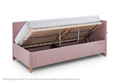 Cool von Meise Möbel - Polsterbett 90 mit Rückwand in Rose