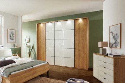 Quito von Wiemann - Schlafzimmer-Set Bianco-Eiche - Glas champagner