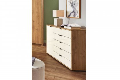 Quito von Wiemann - Schlafzimmer-Set Bianco-Eiche - Glas champagner