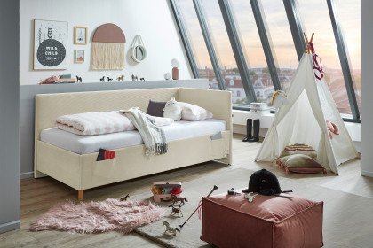 Cool von Meise Möbel - Polsterbett 90 mit Rückwand in Nata