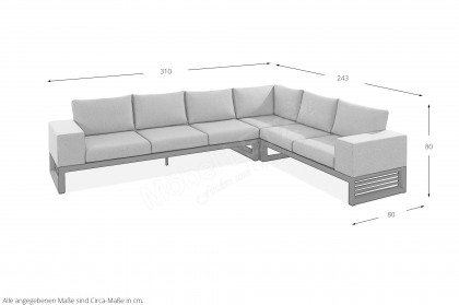 Malta-LE25 von Niehoff Garden - Ecksofa Aluminium in Mela/ hellgrau