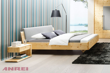 Tesso von ANREI - Bett TES 190 Zirbe natur geölt - Kopfteil gepolstert