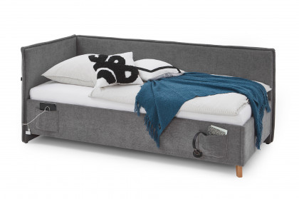 Fun von Meise Möbel - Polsterbett 90 mit Rückwand in Grau