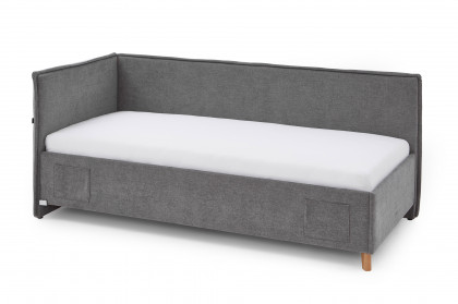 Fun von Meise Möbel - Polsterbett 90 mit Rückwand in Grau