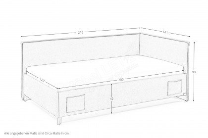 Fun von Meise Möbel - Polsterbett 120 mit Rückwand in Beige