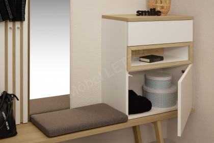 Fox-Foyer von Sudbrock - Garderobe in Eiche milk und Blütenweiß