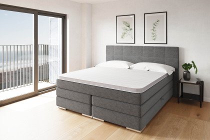 Systembett von Abrilux - Boxspringbett Arosa grau mit Bettkasten