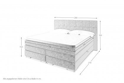 Systembett von Abrilux - Boxspringbett Arosa grau mit Bettkasten