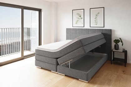 Systembett von Abrilux - Boxspringbett Arosa grau mit Bettkasten