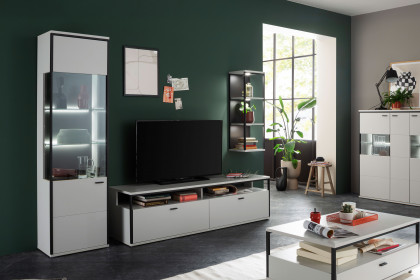 Mori von MCA furniture - Wohnwand in Modern white mit schwarzgrau
