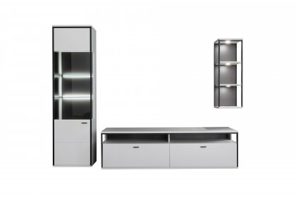 Mori von MCA furniture - Wohnwand in Modern white mit schwarzgrau