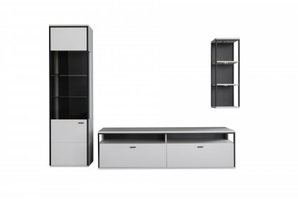 Mori von MCA furniture - Wohnwand in Modern white mit schwarzgrau