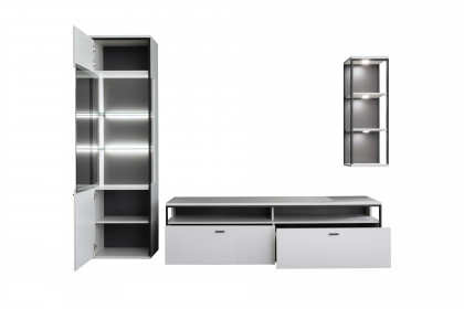 Mori von MCA furniture - Wohnwand in Modern white mit schwarzgrau