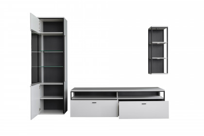 Mori von MCA furniture - Wohnwand in Modern white mit schwarzgrau