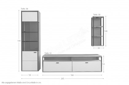 Mori von MCA furniture - Wohnwand in Modern white mit schwarzgrau