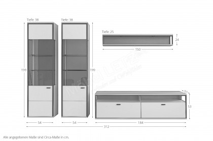 Mori von MCA furniture - Wohnwand in Modern white und schwarzgrau